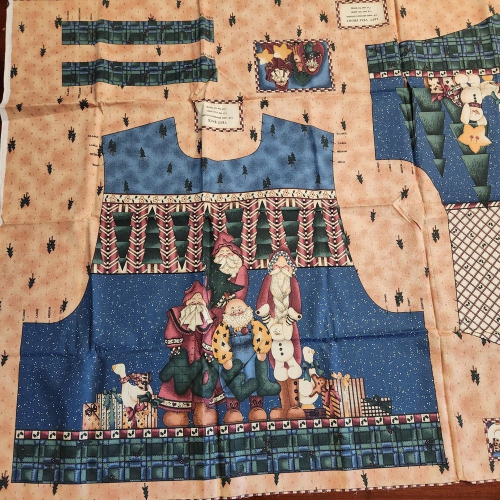 Good Tidings Christmas Vest Fabric Panel Kathi Walters Santa Snowman DIY Noel